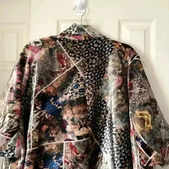 YAVI 100& SILK Multicolor Boho Oversized COAT JACKET Small Patchwork lagenlook - Picture 6 of 14